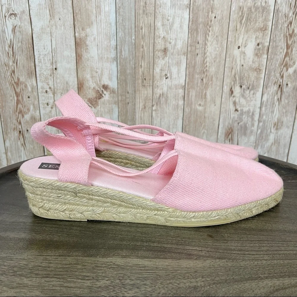 Sesto Meucci Juan Canvas Espadrille Wedge Size 41 Women